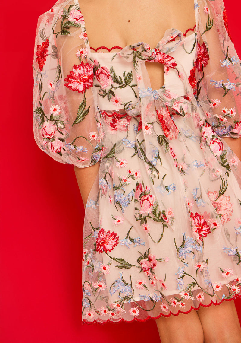 Lillia Embroidered Mini Dress