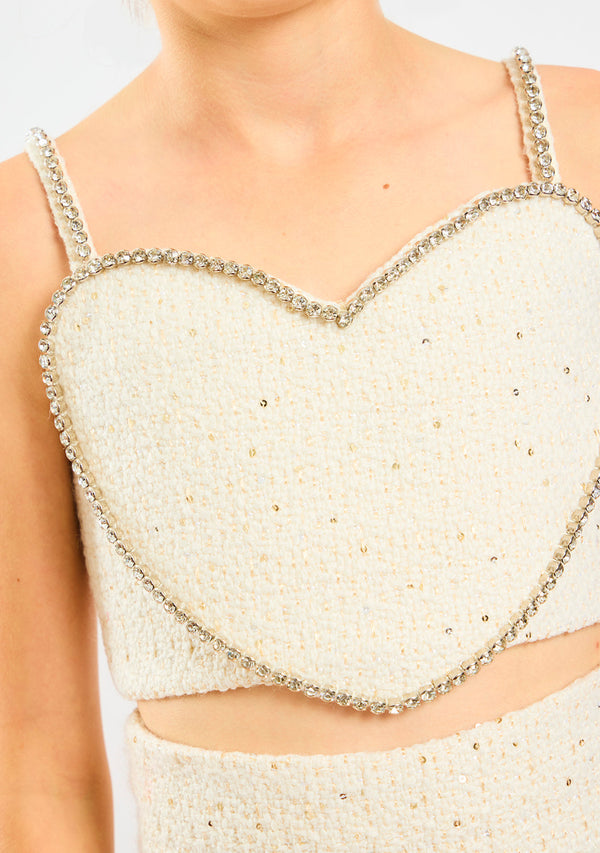 Odelia Heart-Shaped Tweed Top