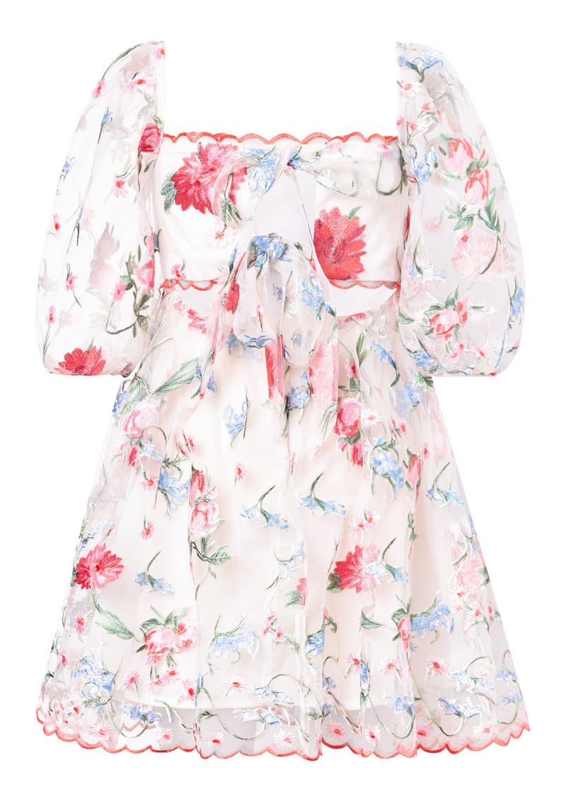Lillia Embroidered Mini Dress