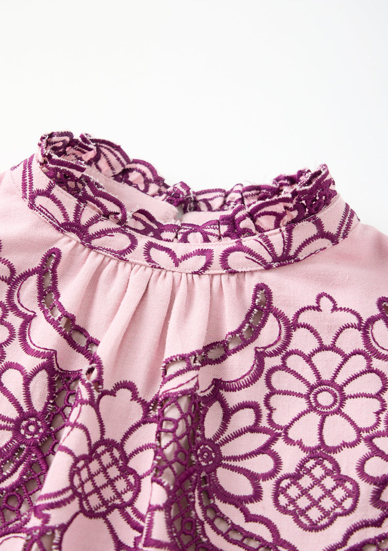 Annie Embroidered Sleeve Mini Dress