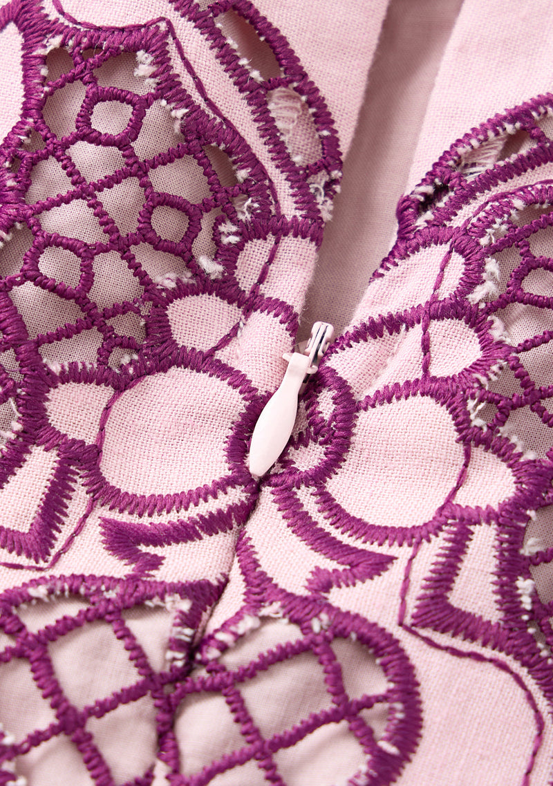 Annie Embroidered Sleeve Mini Dress