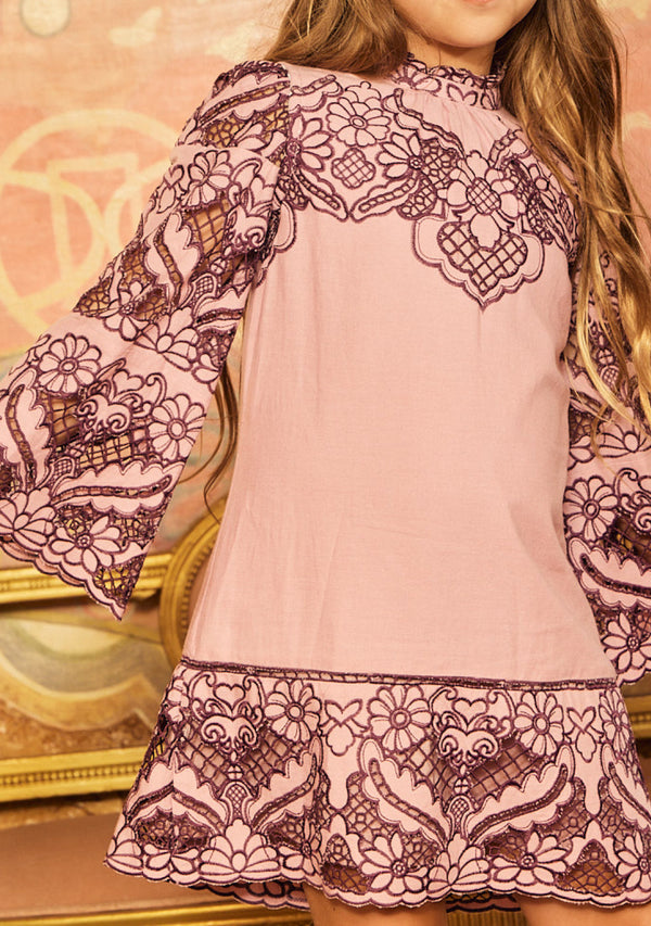 Annie Embroidered Sleeve Mini Dress